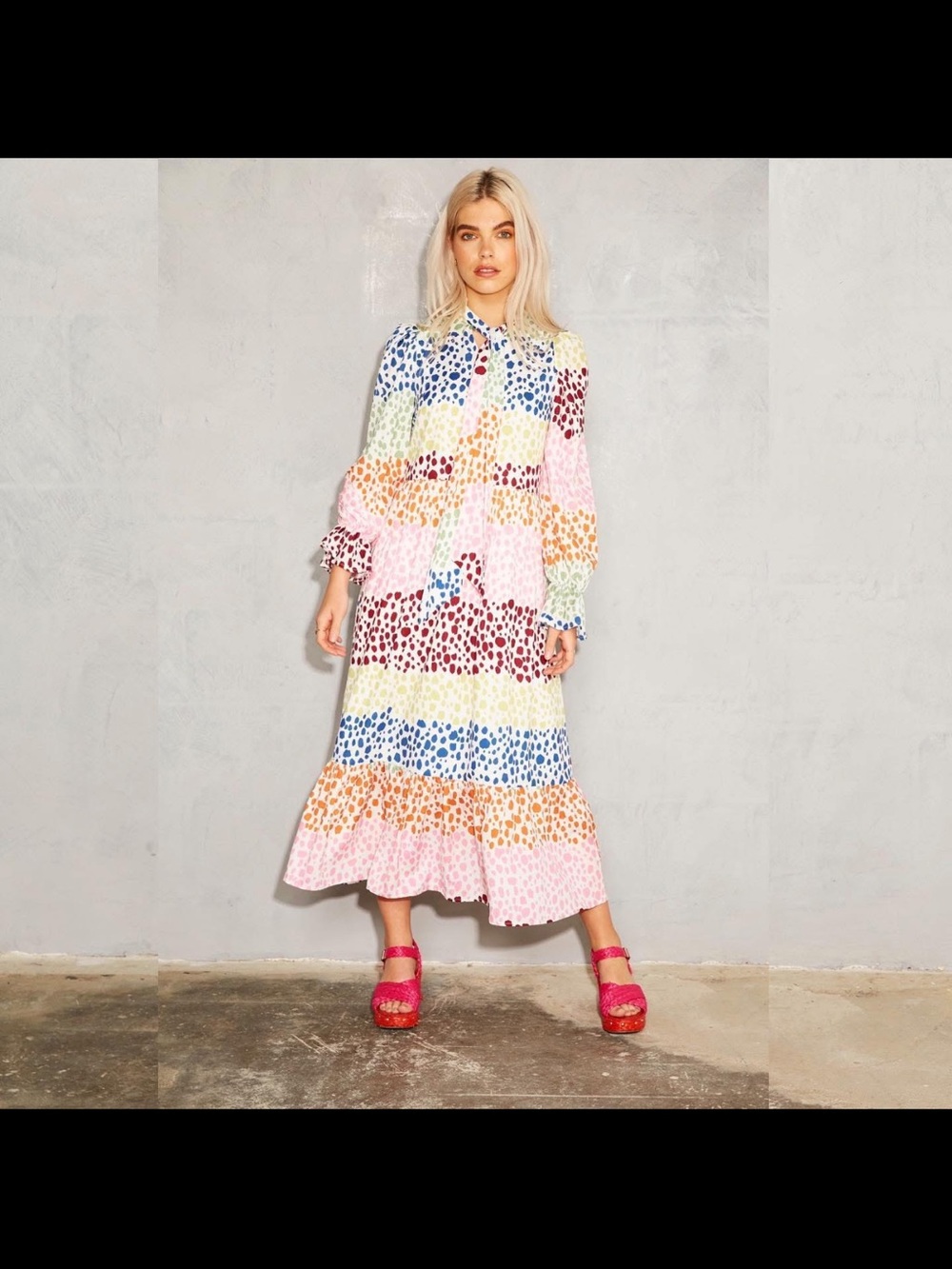 Never Fully Dressed Patsy Rainbow Dot Maxi Dress